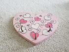 PALE FUCHSIA PINK LILAC SPARKLY SILVER GLITTER HEART SHAPE 3 HOOK WALL PLAQUE