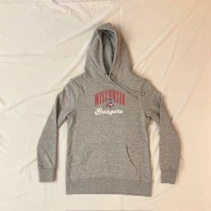 *NWT* WISCONSIN BADGERS Fanatics Gray/Red NCAA Pullover Hoodie Sweatshirt (S) - Picture 1 of 6