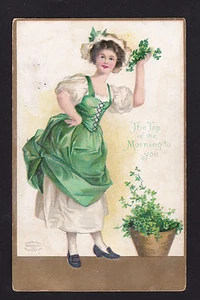 1908 Clapsaddle maiden St.Patrick's day postcard - Picture 1 of 2