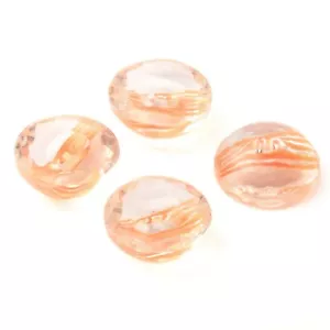 Menge (4) Tschechische Vintage geometrische facettierte Koralle gestreift Kristall Glas Knöpfe 18 mm - Bild 1 von 2