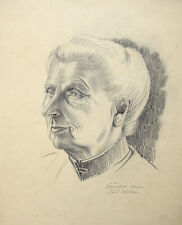 Günter Schönfeld 1911-1988 Wildeshausen / Zeichnung Porträt "Frau Dierßen" 1947