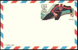 Postal de patinaje de velocidad de los Juegos Olímpicos de Estados Unidos 1984 correo aéreo 28 C USPS 1983 - Imagen 1 de 1