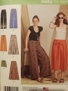 Boho Wide Leg Pants Sewing Pattern Elastic Waist Wrap Shorts 8134 - Picture 1 of 2