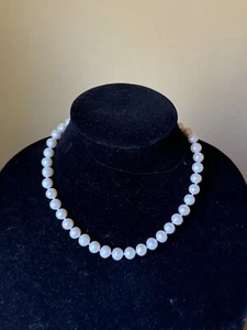 JTV White 10-11" Cultured Freshwater Pearl Necklace Rhodium Over 925 Silver 18" - Picture 1 of 6