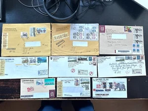CANADA 1990s Lot of 9 Very Nice Registered Commercial Covers to USA - Picture 1 of 2