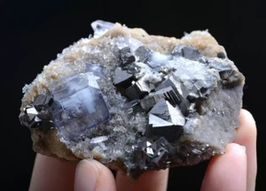 137g Natural Purple Fluorite & Arsenopyrite Mineral Specimen/YaoGangXian China - Picture 1 of 11
