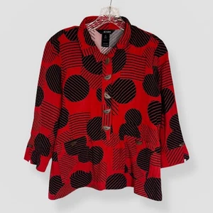 Ali Miles Size Petite Small Abstract Print Tunic 3/4 Sleeve Side Pocket Casual - Picture 1 of 10