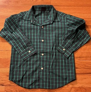 Izod Boys Plaid Button Down Long Sleeve Green/Black Shirt Size Medium/M (8) EUC - Picture 1 of 4