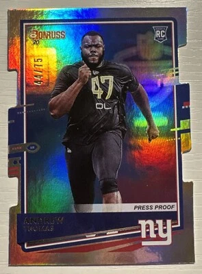 Andrew Thomas 2020 Panini Donruss Silver Die Cut Press Proof Rookie RC #/75 #253 - Image 1 of 2