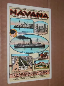 LA HABANA CUBA - POSTAL PUBLICITARIA ERA 1915-1930 - P. & O. STEAMSHIP COMPANY - Imagen 1 de 2
