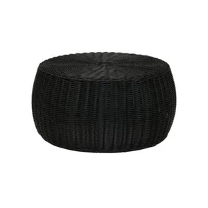 Mesa baja otomana HOUSEHOLD ESSENTIALS barril negro resistente marco de metal duradero - Imagen 1 de 9