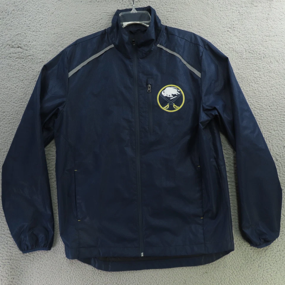 Buffalo Sabres Hockey Windbreaker Mens Medium Full Zip Yellow Jacket NHL - Image 1 of 4