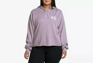 Soffe Curves Women's Plus Size Raw-Hem Hoodie Sweatshirt Purple 1X - Picture 1 of 3
