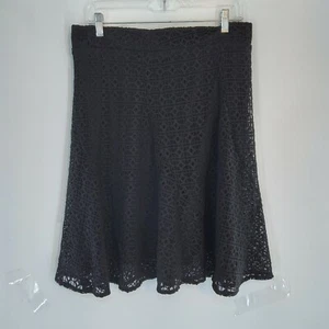 Worthington size 8 black textured lace look flared bottom layered skirt - Picture 1 of 5