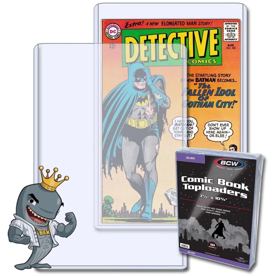BCW Серебряный Держатель для Комиксов с Верхней Загрузкой 10 шт. Упаковка БЕСПЛАТНАЯ ДОСТАВКА - Изображение 1 из 1