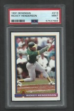  PSA 9 MINT RICKEY HENDERSON 1991 BOWMAN  #213