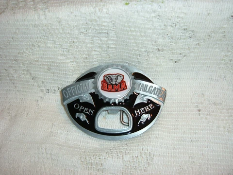 UNIVERSITY OF ALABAMA TAIL GATOR SIDKIYOU  3" X 4"  METAL BELT BUCKLE NEW OPENER Cover