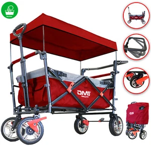 DMS® Bollerwagen Faltbar Dach Handwagen Klappbar Strandwagen Gerätewagen Rot BW- - Bild 1 von 7