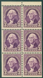 EDW1949SELL : USA 1932 Scott #720b Booklet pane of 6. Mint Never Hinged. Cat $60 - Picture 1 of 2
