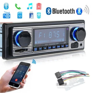 Retro Autoradio Bluetooth Freisprecheinrichtung USB FM AUX MP3 1 DIN Oldtimer - Bild 1 von 12