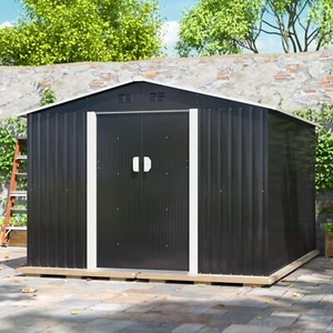 9.1 x 10.5 Ft. Outdoor Garden Metal Storage Shed Backyard Tool House Waterproof - Picture 1 of 9