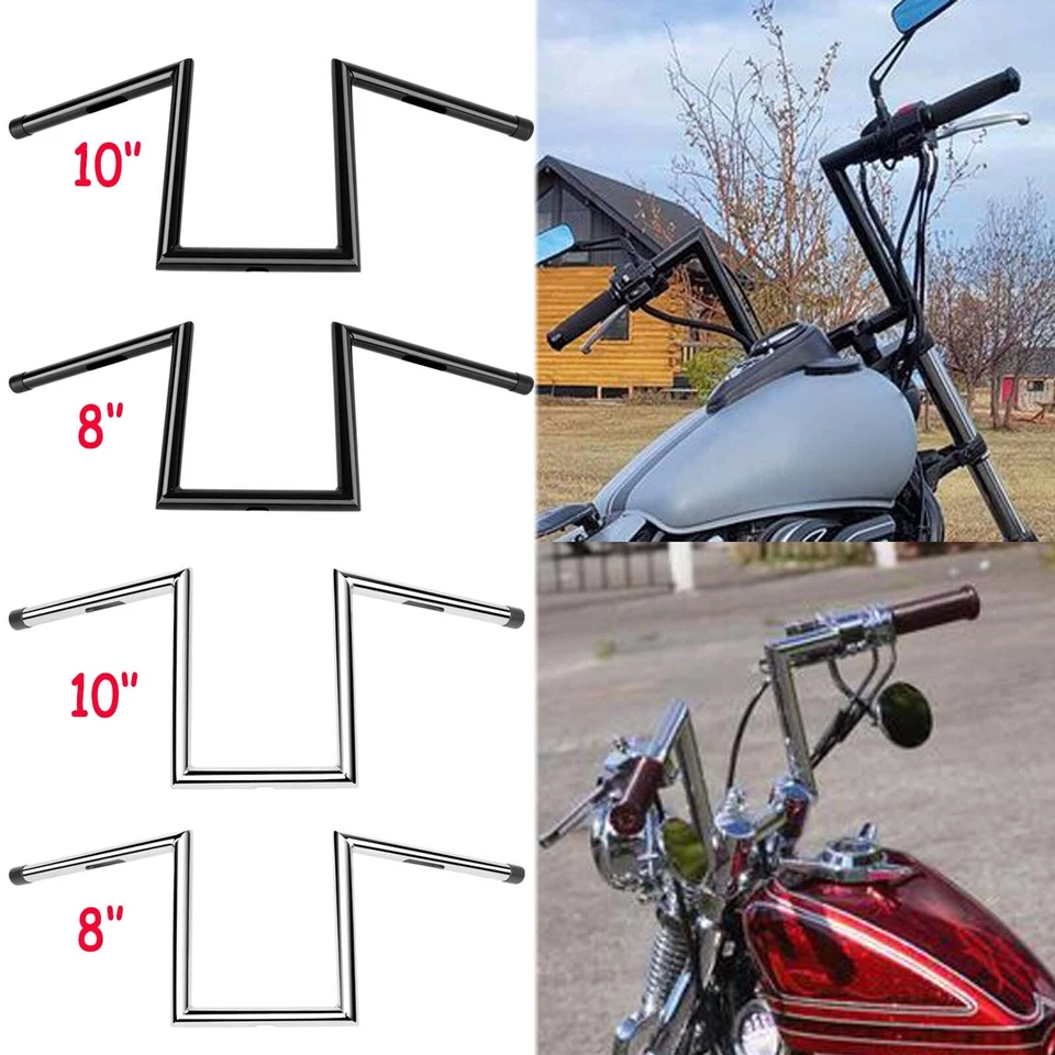 8" 10" Rise Drag ZBar 1" Ape Hanger Handlebar For Harley Sportster XL 883 1200 - Image 1 of 4