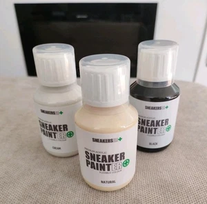 3 x 100ml SneakersER+ Sneaker Paint Natural Black & Cream Premium Acrylic Paint - Picture 1 of 10