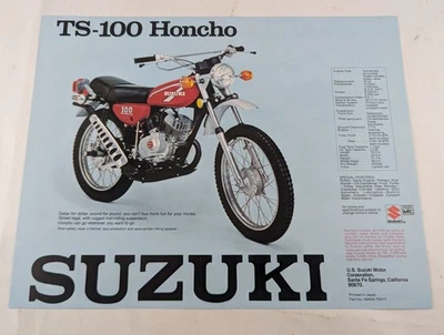 Folleto de fábrica publicidad motocicleta Suzuki TS 100 Hauncho & TC 100 Blazer  Foto 1 de 2
