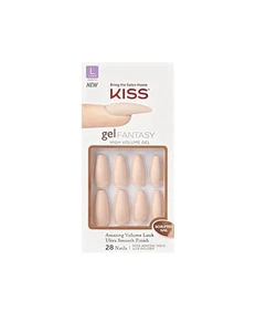 Long Beige Press On Nails High Arch Stiletto Coffin Shape 28 Nails Kit - Picture 1 of 2