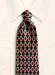 Corbata de seda Brooks Brothers Makers vintage para hombre azul marino rojo ovalada verde diamante - Imagen 1 de 12