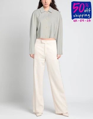 Chemise boutonnée en cuir suédé ALYSI CREME IT42 US6 UK10 M PRIX DE VENTE CONSEILLÉ 655 € raccourcie - Photo 1/4