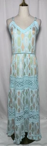 Anthropologie Me 2 Magic Maxi Dress 2X Floral Embroidered Boho Metallic Blue - Picture 1 of 15