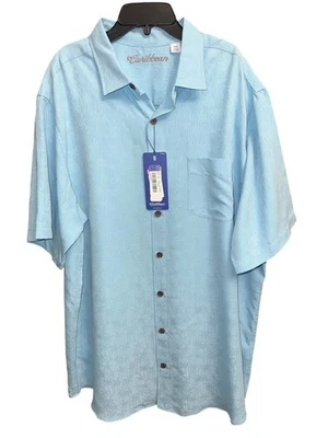 Caribbean XLT Shirt Sky Blue Palm Tree Fabric Pocket Roundtree & Yorke XL Tall - Image 1 of 4