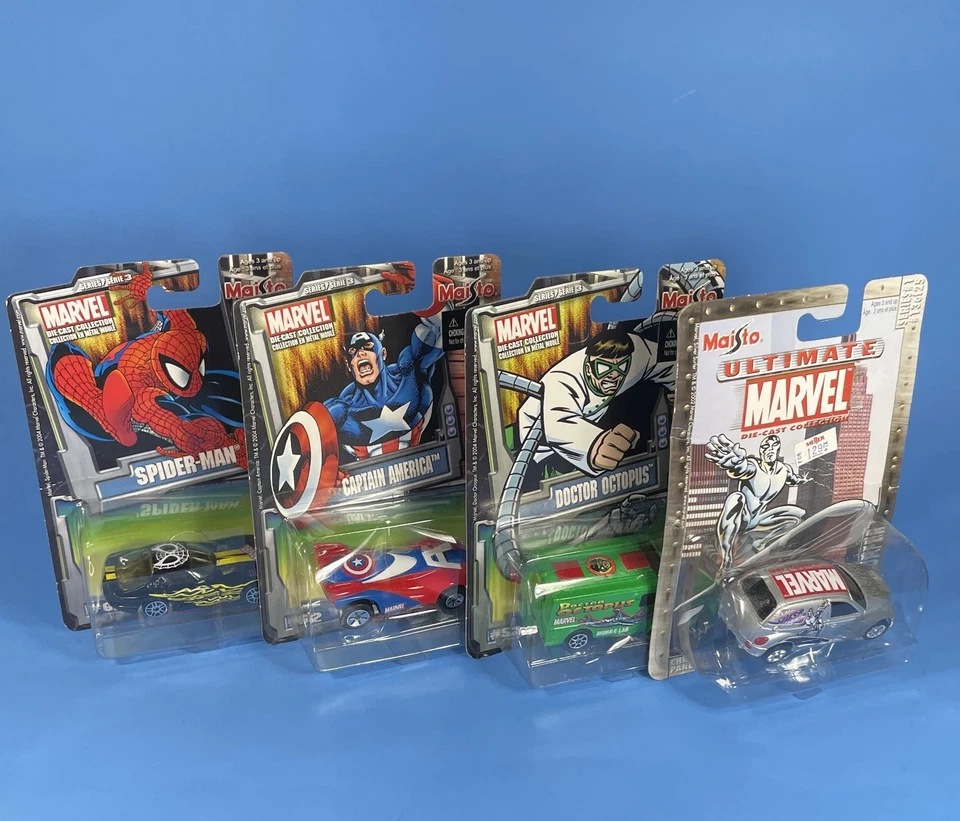 Marvel литой автомобиль лот из 4 Maisto Spider-Man Captain America Doc Ock 2004 - Изображение 1 из 4