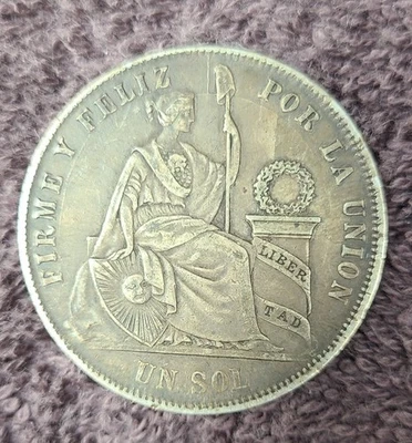 1869 PERU SILVER UN SOL KM 196.3 - Image 1 of 4
