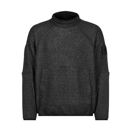 Felpa Stone Island Stone 22FW Stemma Progetto Ombra Finto Collo Pile Nera
