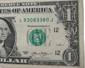 One Dollar Bill TRINARY 0-3-8 Radar Bookend 830 83 380 Fancy Serial Number - Picture 1 of 6