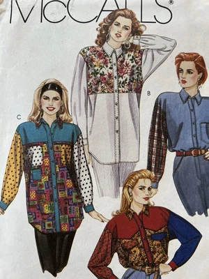 McCalls 6171 Yoked Western Shirt Patch Pocket Colorblock sewing pattern UNCUT - Image 1 of 2