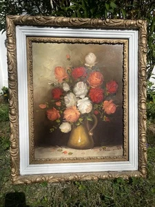 Flower Vase Painting 23 By 27 Inch Frame. 16 By 20 Canvas - Picture 1 of 3