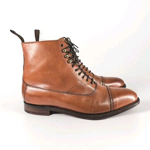 Grenson Balmoral Oxford Boots Men 11 British Tan Made In England Goodyear Welted - Picture 1 of 22