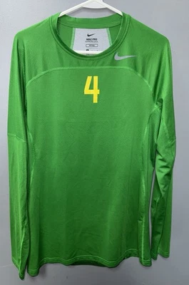 Nike Pro Combat Oregon Ducks Football Team Issued Shirt Top #4 Medium Used - Image 1 of 4