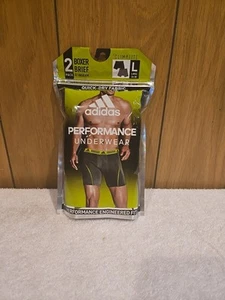 Adidas Men's Boxer Briefs 2 Pack L 36-38 Black Grey Stretch Performance MSRP $26 - Picture 1 of 4