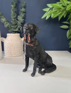 Black Labrador Dog Ornament with Lead – Charming Labrador Figurine - Picture 1 of 7