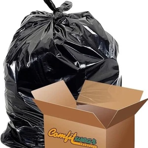 COMFITWEAR 45 GAL EXTRA HEAVY DUTY CONTRACTOR READY BLACK GARBAGE BAGS 50PC ROLL - Picture 1 of 2