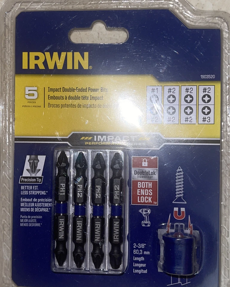 IRWIN® Phillips 2-3/8" Impact Double-Ended Power Drive Bit Set - 5 Pieces - Image 1 of 1