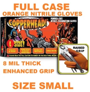 COPPERHEAD orange Nitrilhandschuhe, 8 mil, Diamond Texture, CASE 1000 Größe SMALL - Bild 1 von 3