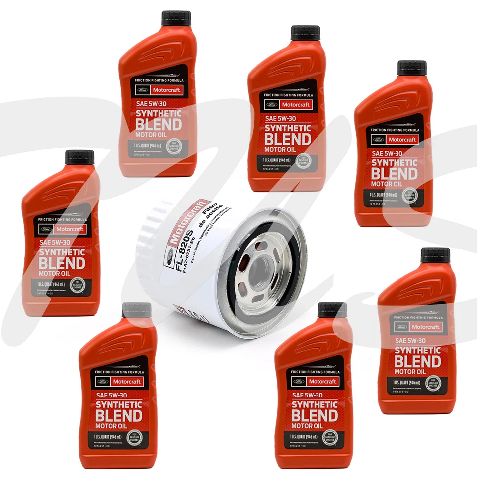 Kit de troca de óleo Ford F250 6.2L V8 filtro de óleo FL820S + óleo de motor de 7 quartos 5w30 - Imagem 1 de 1