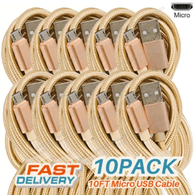 Cable de carga rápida micro USB de 10 pies cable de carga de alta resistencia para teléfono Android Foto 1 de 4