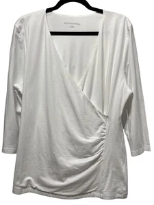 Soft Surroundings New with Tags White Wrap Style Top XLarge Modal Cotton Blend - Picture 1 of 7