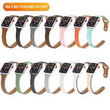Slim Genuine Leather Band Strap for Apple Watch Series 8 7 6 5 iWatch SE 40/44mm